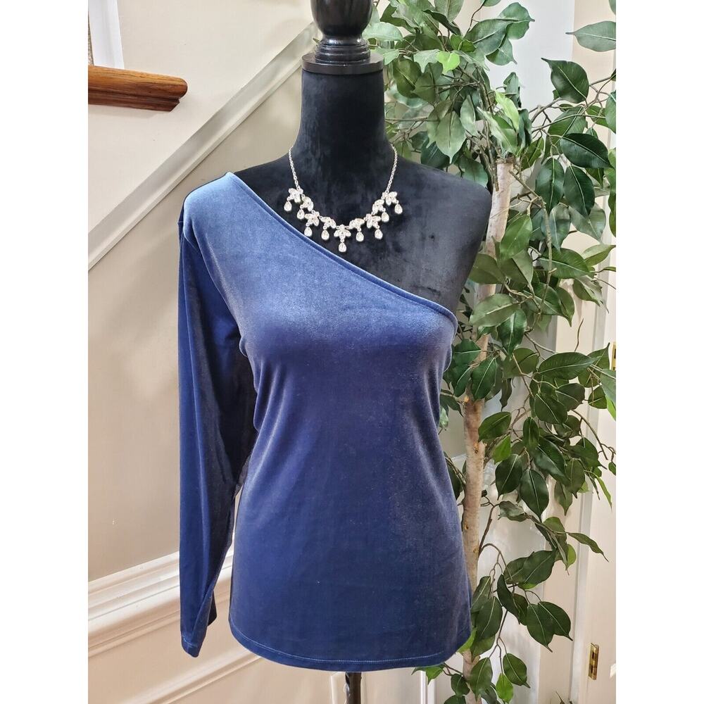 Old Navy Women's Blue Polyester One Shoulder Off Long Sleeve Top Blouse Size XXL